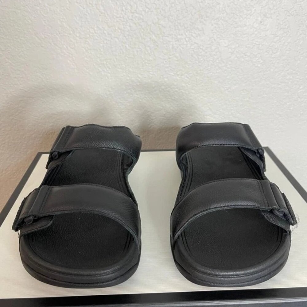 FITFLOP Gogh Moc Sandals Black Leather Adjustable Strap Slide Slip On Mens 9 US‎